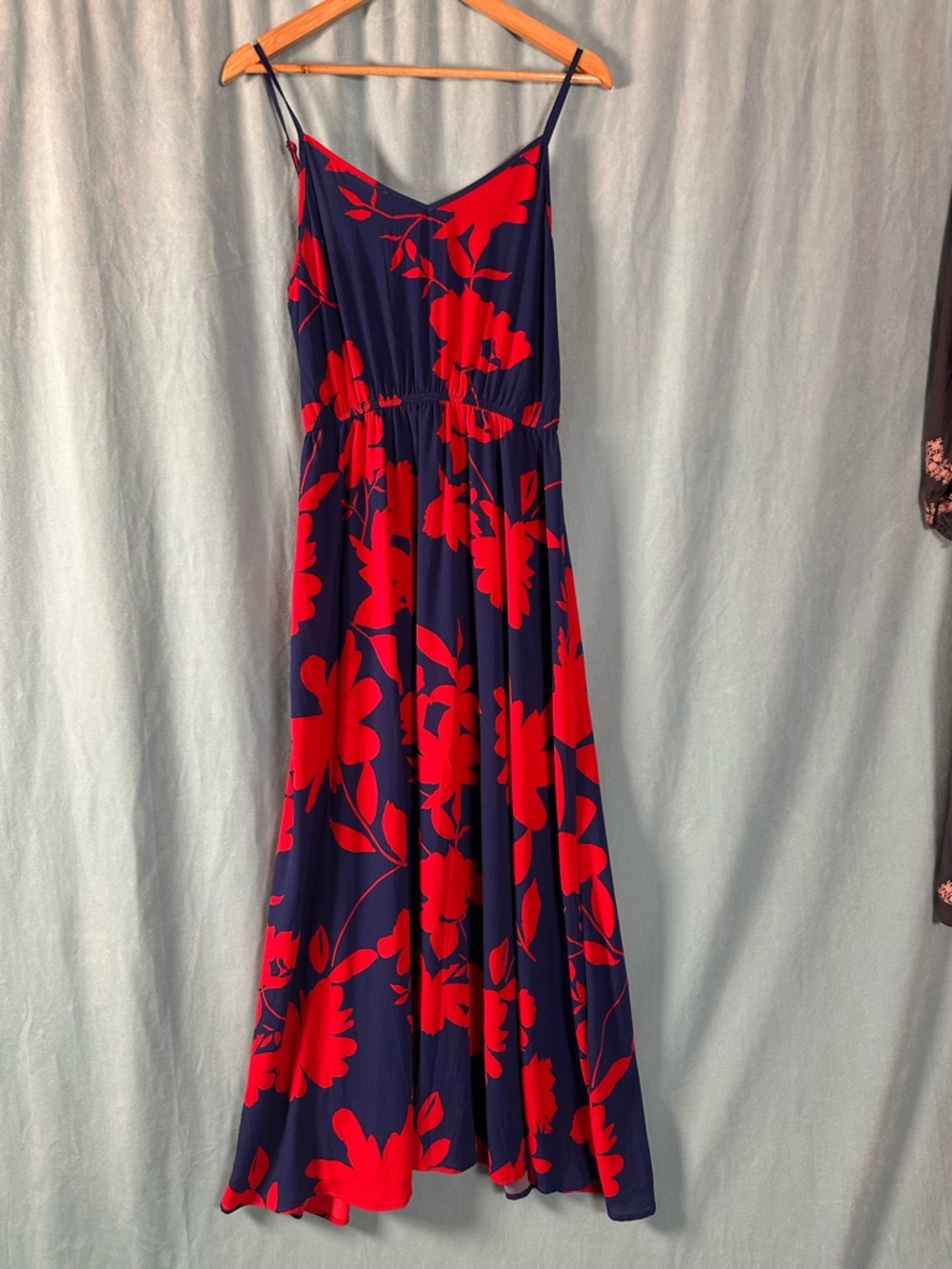 SHEIN Navy Maxi Dress with Red Floral Print